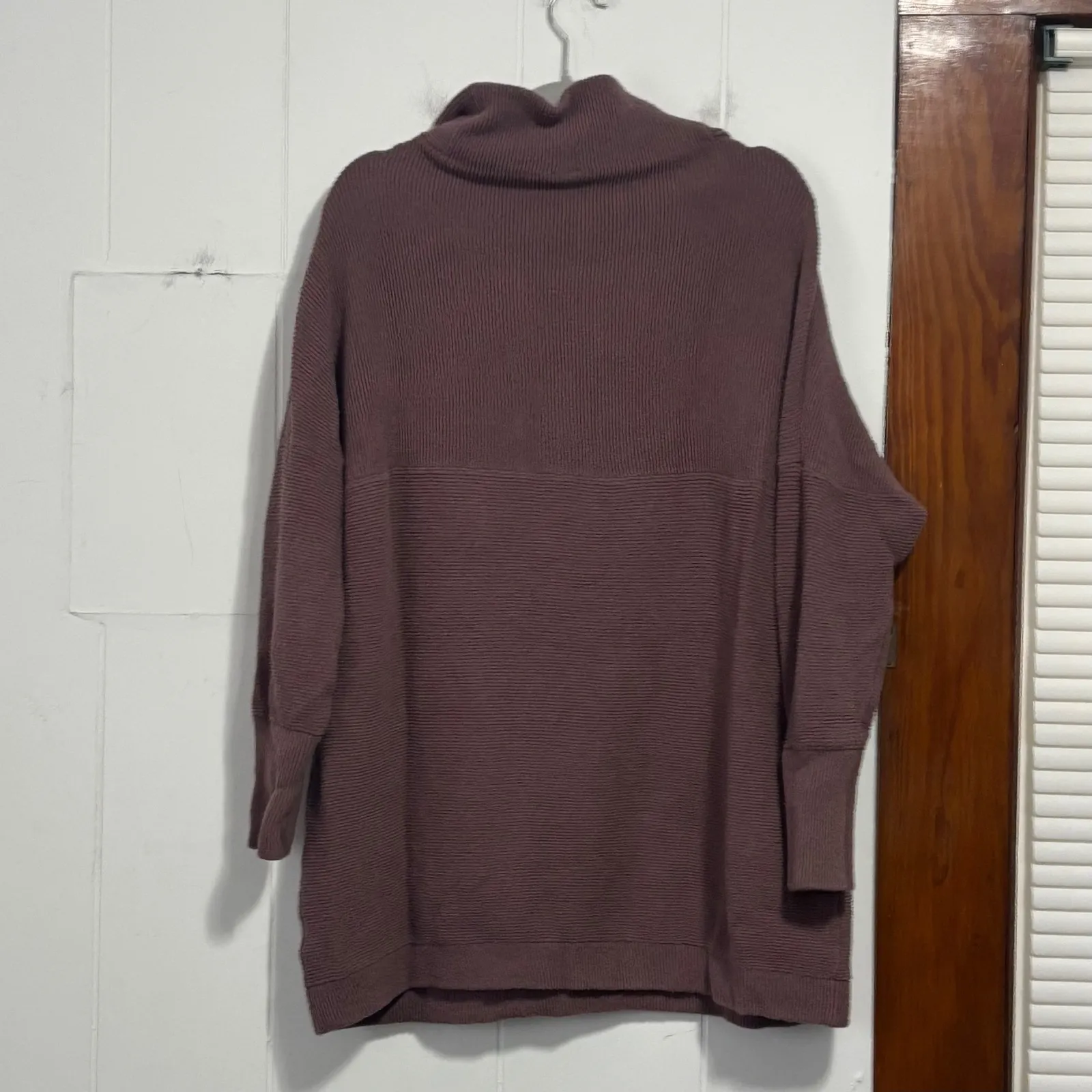 Free People Ottoman Mauve Oversized Ribbed Cowl Neck Tunic Sweater M - Image 5