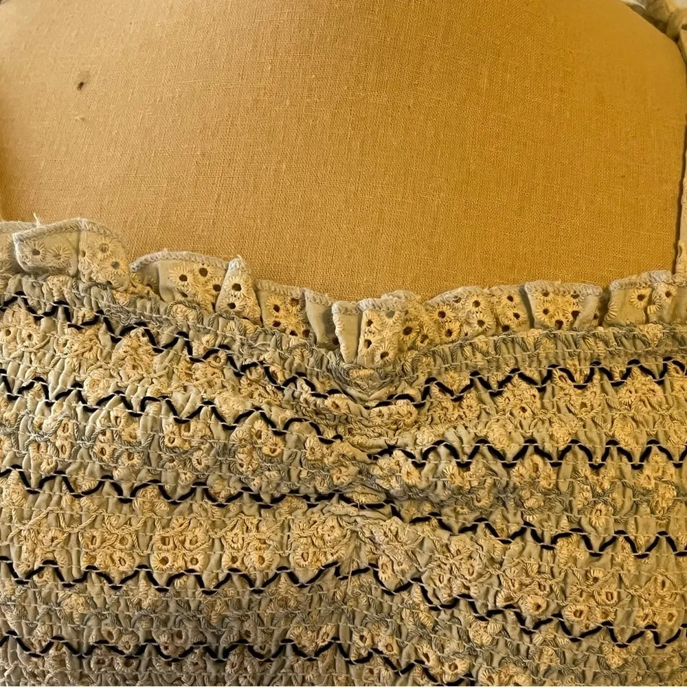 Storia Smocked Top with Eyelet Ruffle Waist and Tie Shoulders 100% Cotton - Image 4