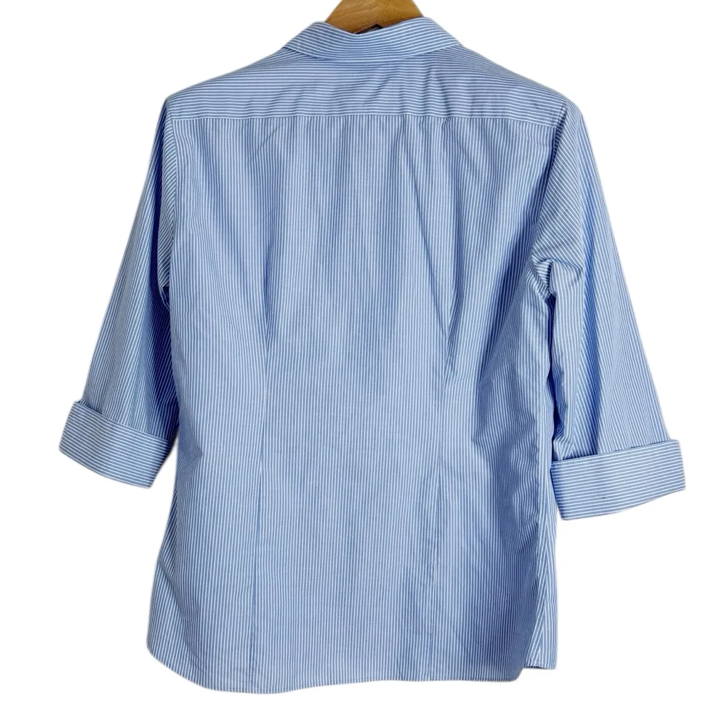 Lands' End Wrinkle Free Broadcloth Drap Fin Sans Fronces Pinstripe Shirt sz 14 - Image 2