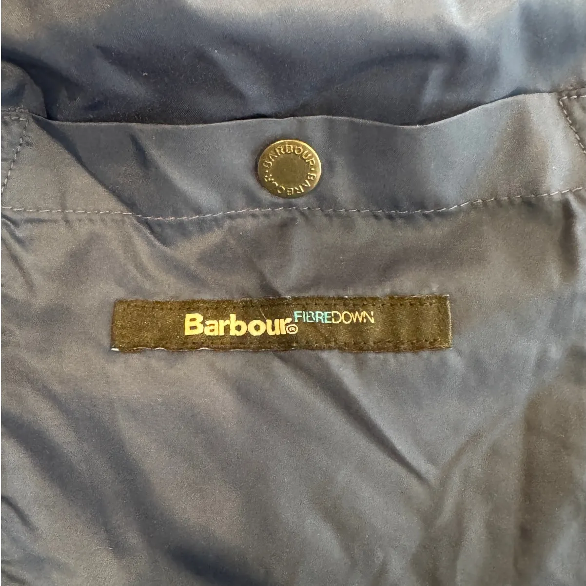 Barbour Leck Water Resistant Baffle Navy Quilted Coat Size US/12 - Image 11