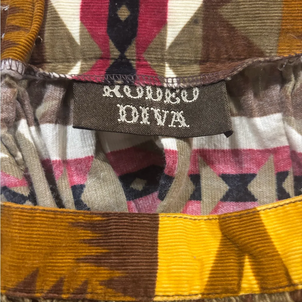 Western Boho Corduroy Tiered Skirt 32” Waist Rustic Prarie Southwestern Size 12 - Image 4