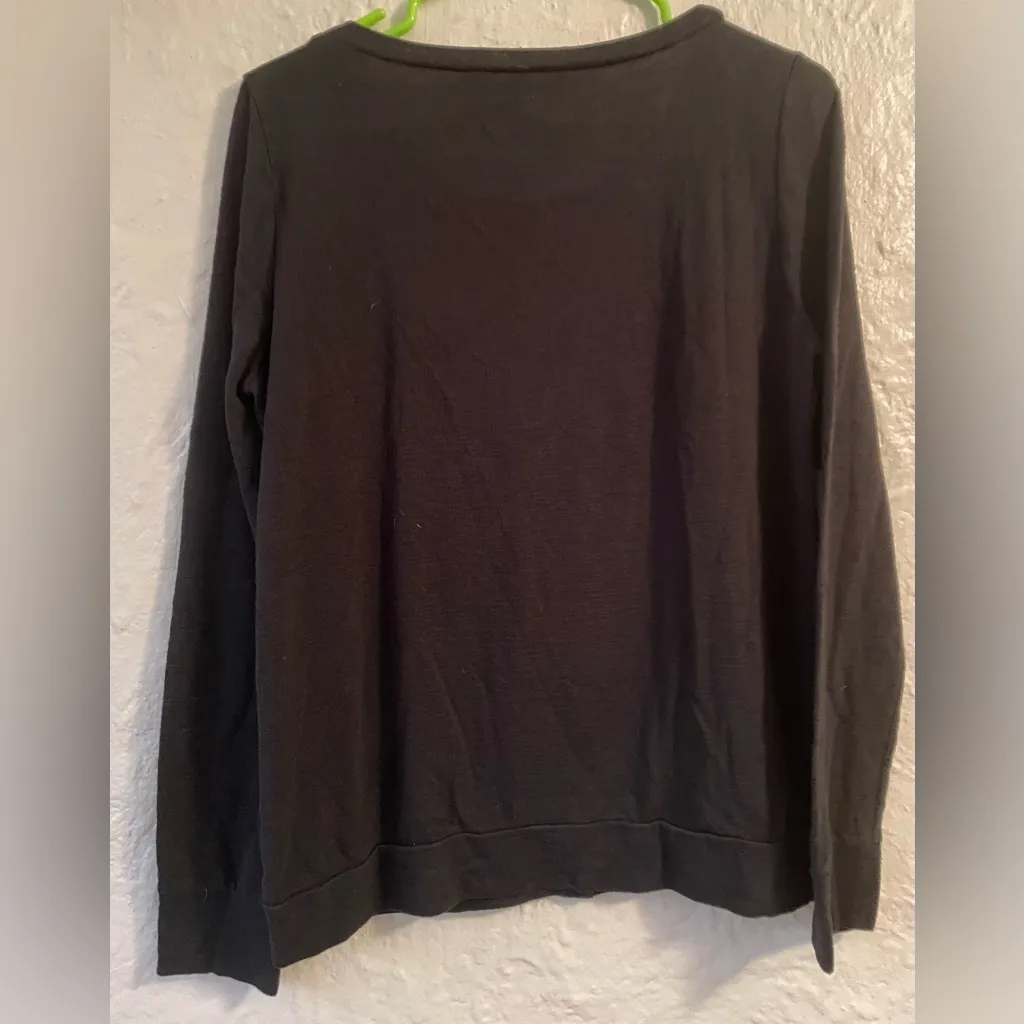 Victoria’s Secret Lightweight Crewneck Knit Pullover Black LOVE Sweater; size S - Image 5
