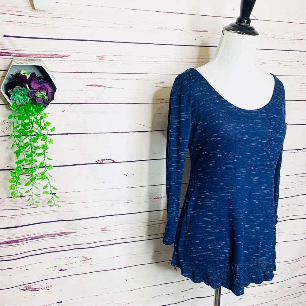 Lily Rose Dark Blue 3/4 Sleeve Scoop Neck Top Size XS - Image 3