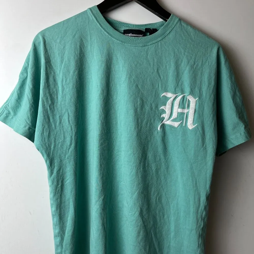 The Hundreds LA T Shirt Green Large L Embroidered Tee Cotton Short Sleeve - Image 12