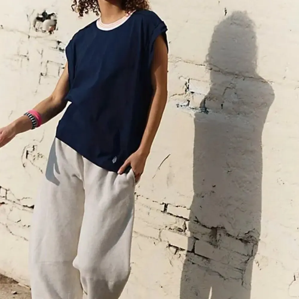 Free People #17 NWT  Don't Sweat It Oversized Tee in Midnight Navy - Image 3