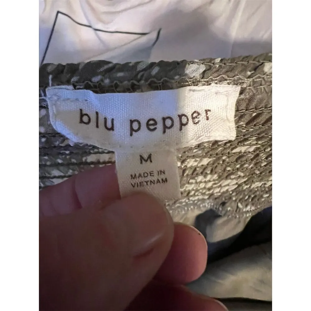 Blu Pepper Women's Green Floral Tiered Mini Dress Size M Casual - Image 3