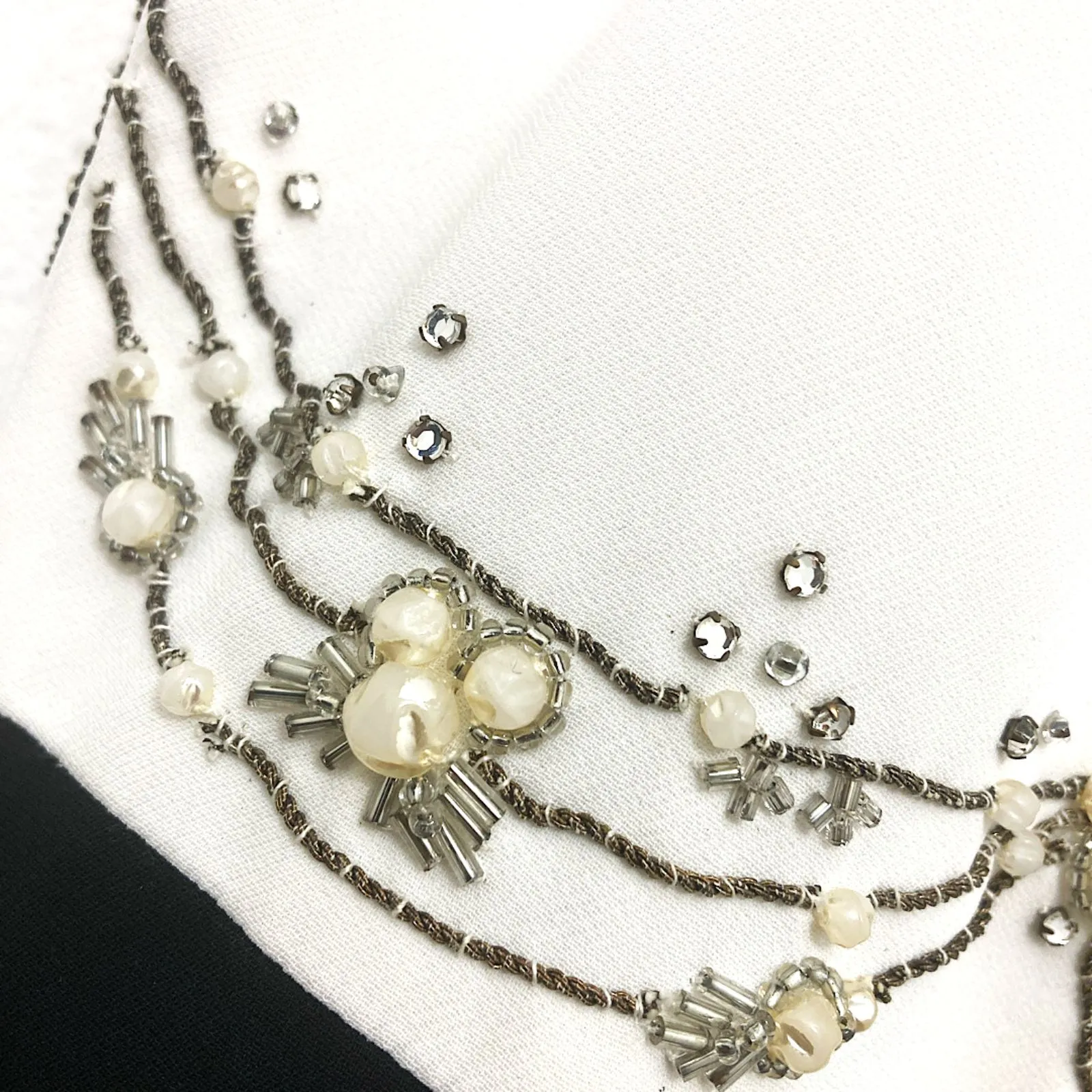 Badgley Mischka Beaded Waist Formal Gown Black White Size 10 Maxi Dress - Image 10