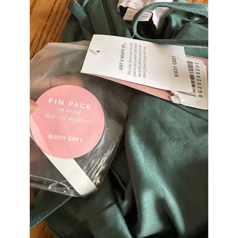 Birdy Grey Ash Dress Green Strappy Extra Small Maxi Side Slit Stretchy Runs Big - Image 11