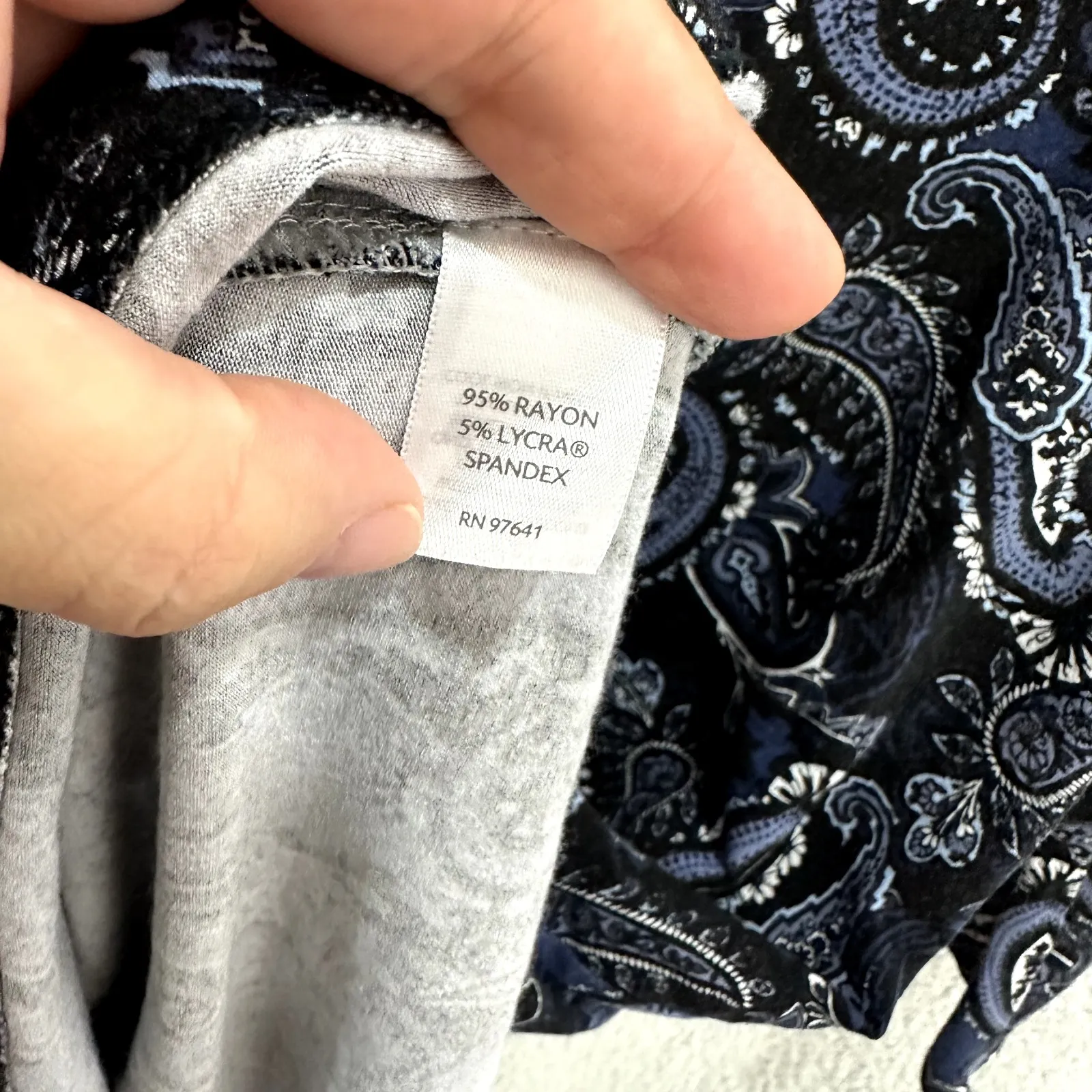 J.Jill Wearever Dress XS Black Blue Paisley‎ Stretch Modest Career Boho Retro - Image 5