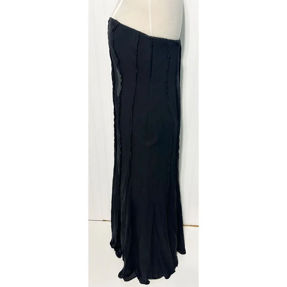 Ann Taylor Exposed Seam Sleeveless Maxi Gown Cocktail‎ Dress Silk Black Size 12 - Image 9