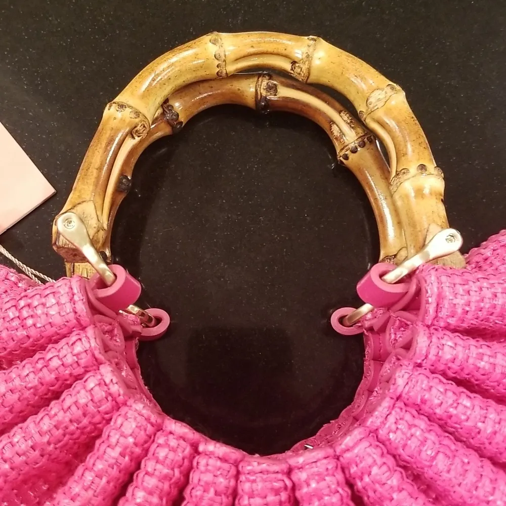 💕CULT GAIA💕 Banu Mini Tote Bag Raffia Half Moon ~ Qajar Rose Pink NWT - Image 14