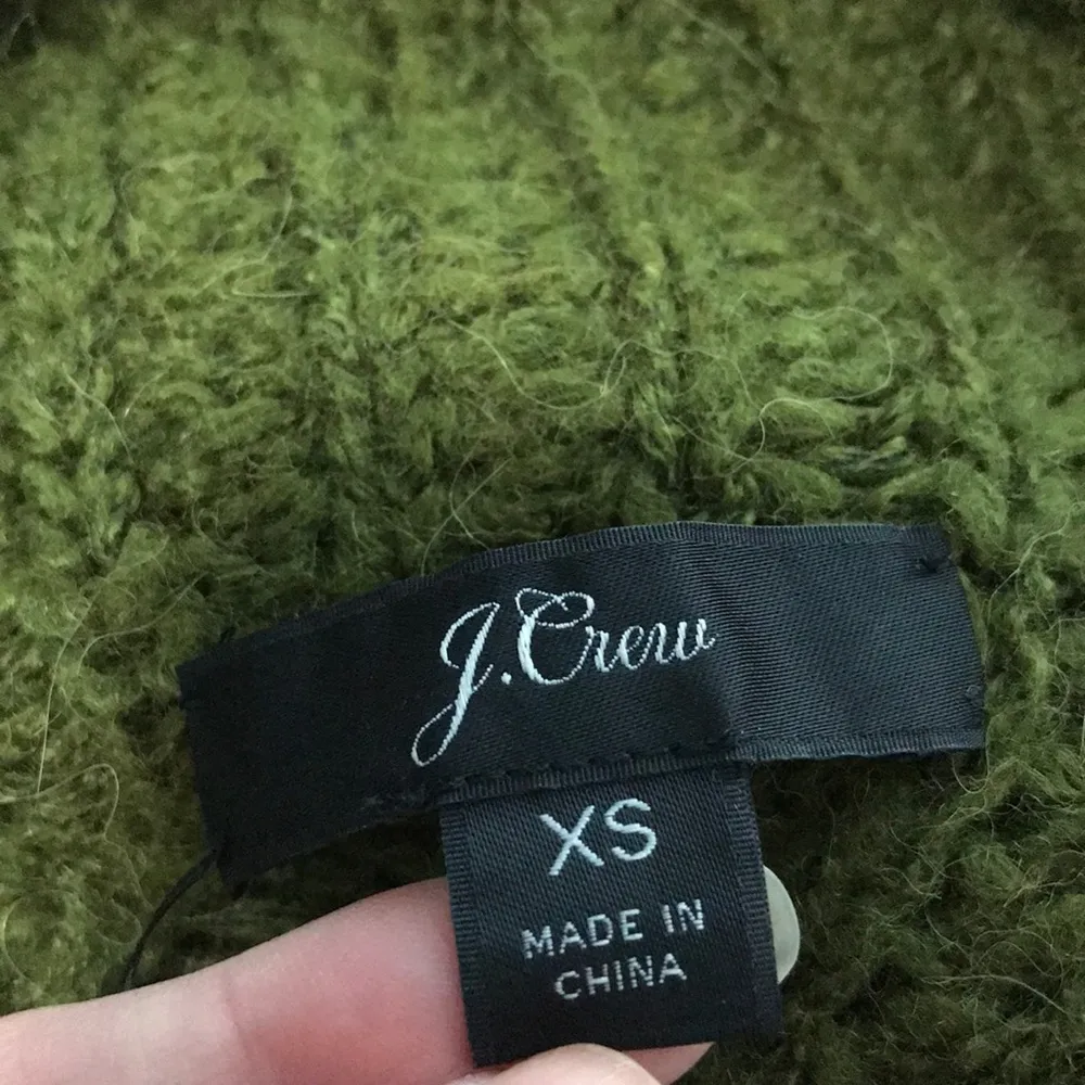 J. Crew Pointelle Cable Sweater Alpaca Moss Green - Image 5