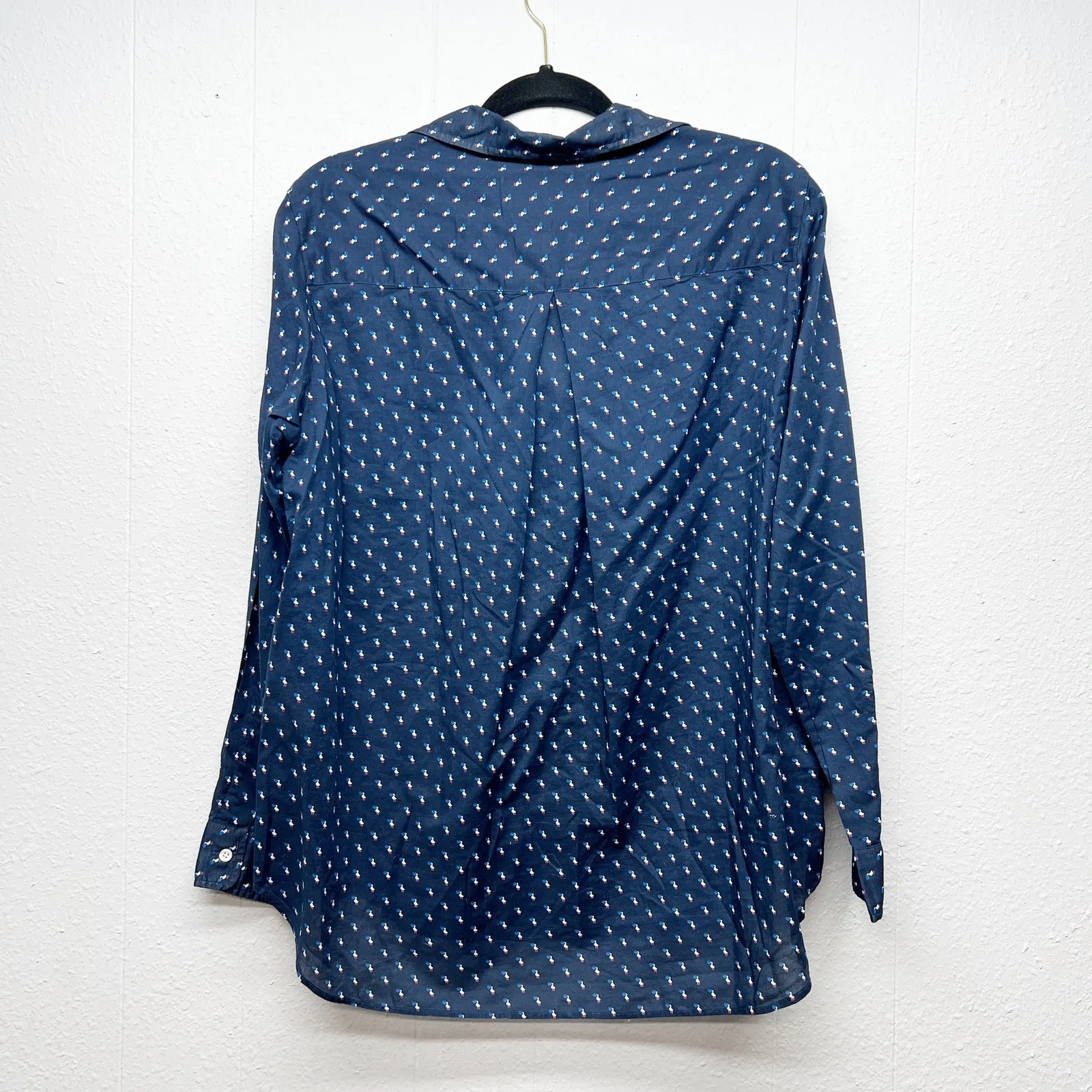 Grayson Frank & Eileen Pelican Bird Print Womens Shirt Medium Cotton Sustainable Blue - Image 6