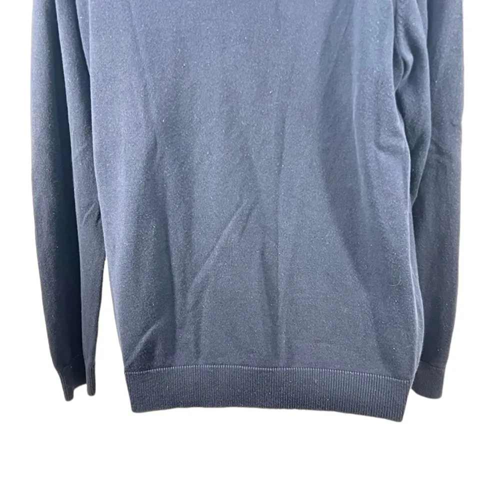 Women’s V Neck Navy Blue Solid Pima Cotton Blend Sweater Size XL - Image 7