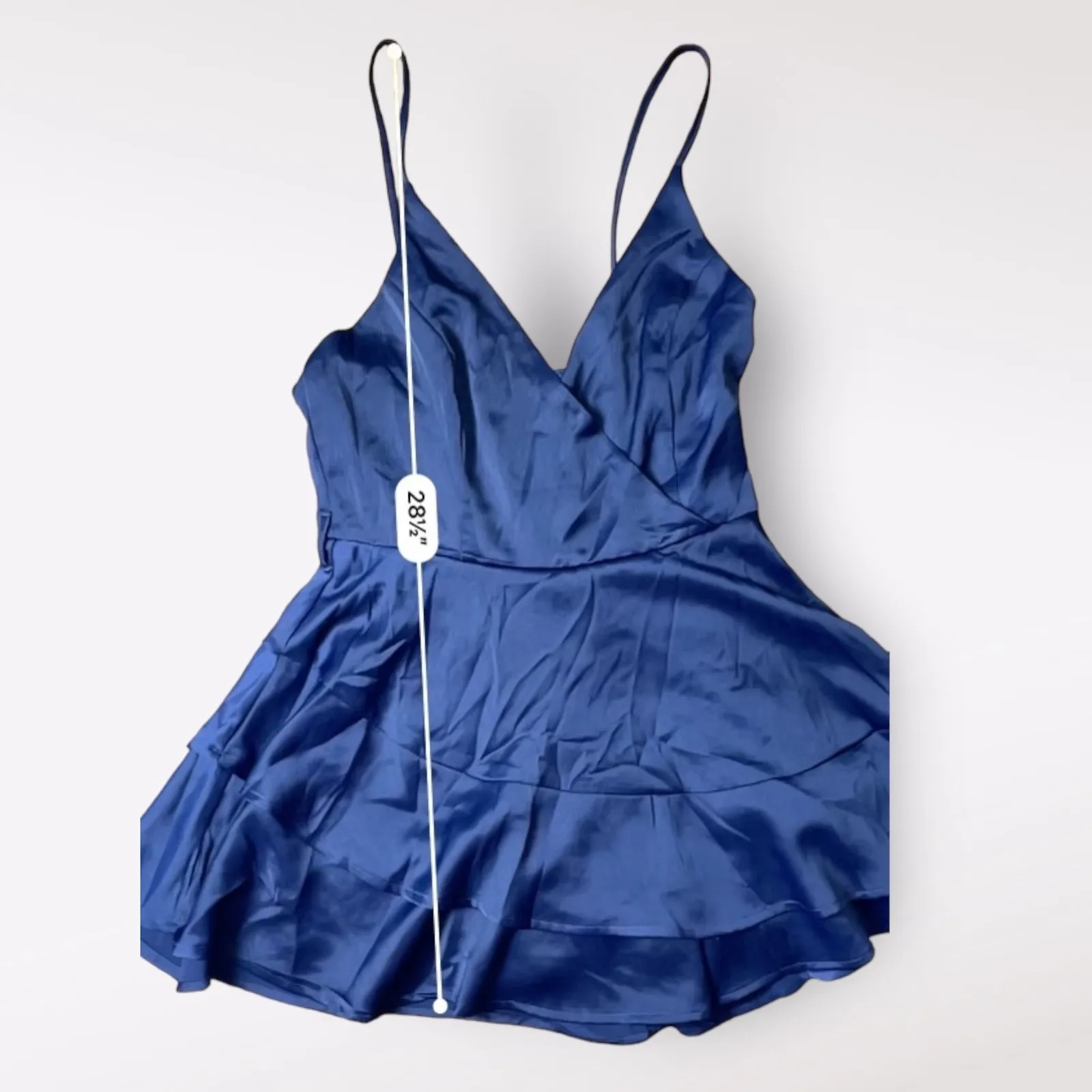 Altar’d State Navy Blue Satin Ruffled V - Image 6