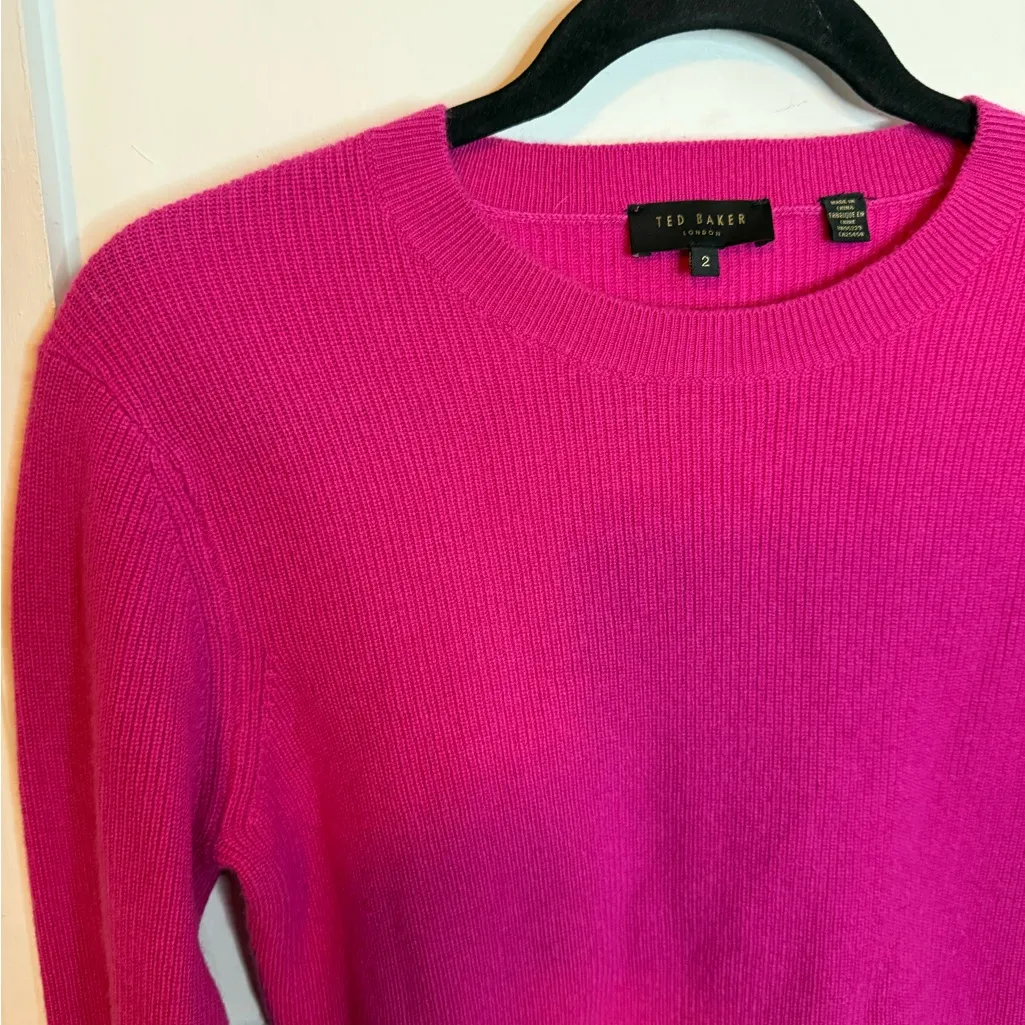 Ted Baker  Bobbe Magenta Peplum Wool Sweater - Image 8