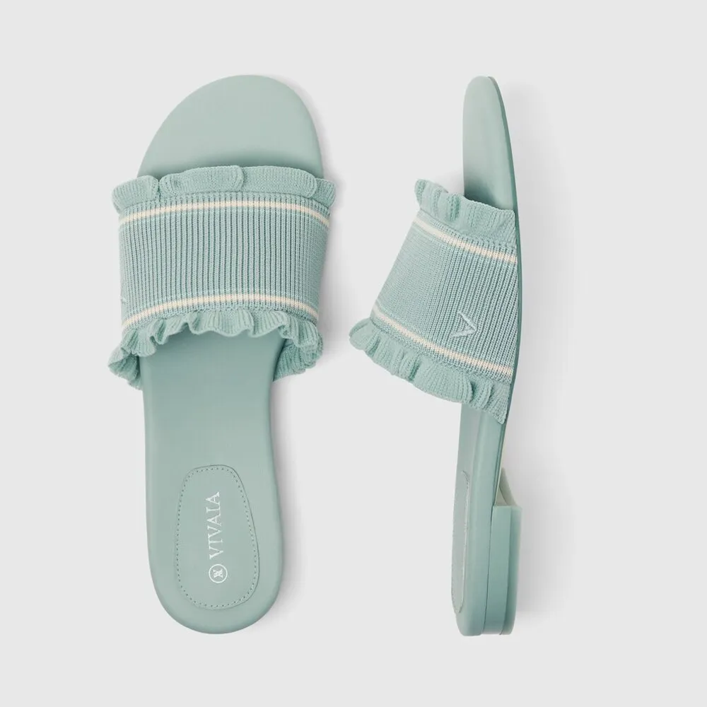 Vivaia Floria Round Toe Slide Sandals Old Money Blue Knit Breathable Comfort 9 - Image 8