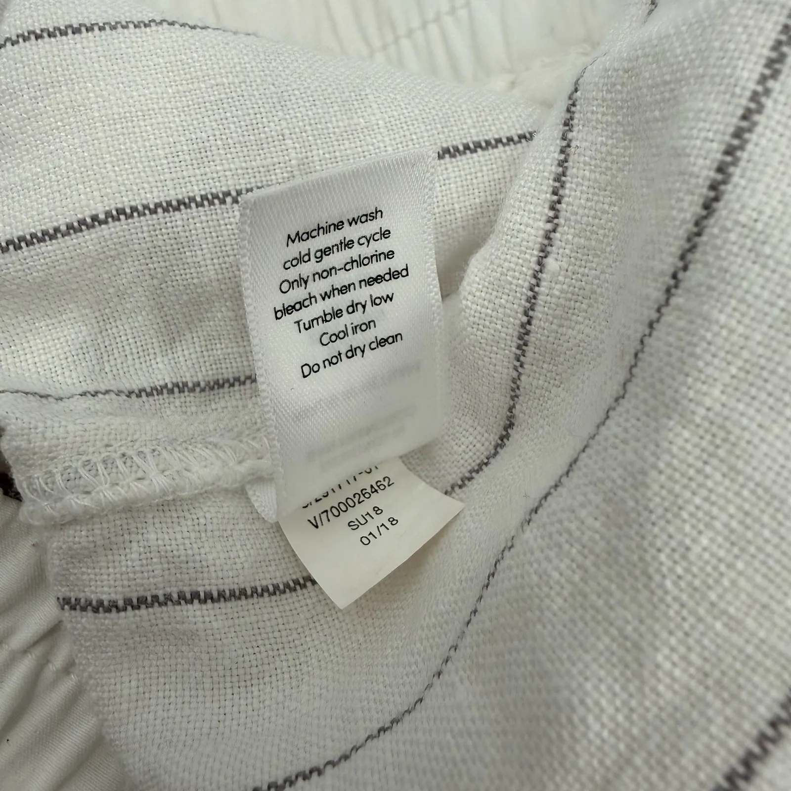 Athleta Bali Pants Women's SZ 2 Stripe 100% Linen White Drawstring Pull On Crop - Image 14