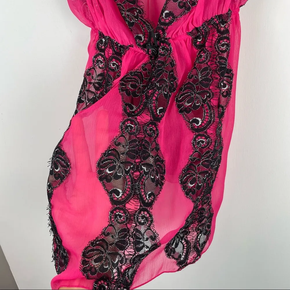 Victoria’s Secret Pink Lace Lingerie Nightie Tank Cami Top Sz Medium - Image 7