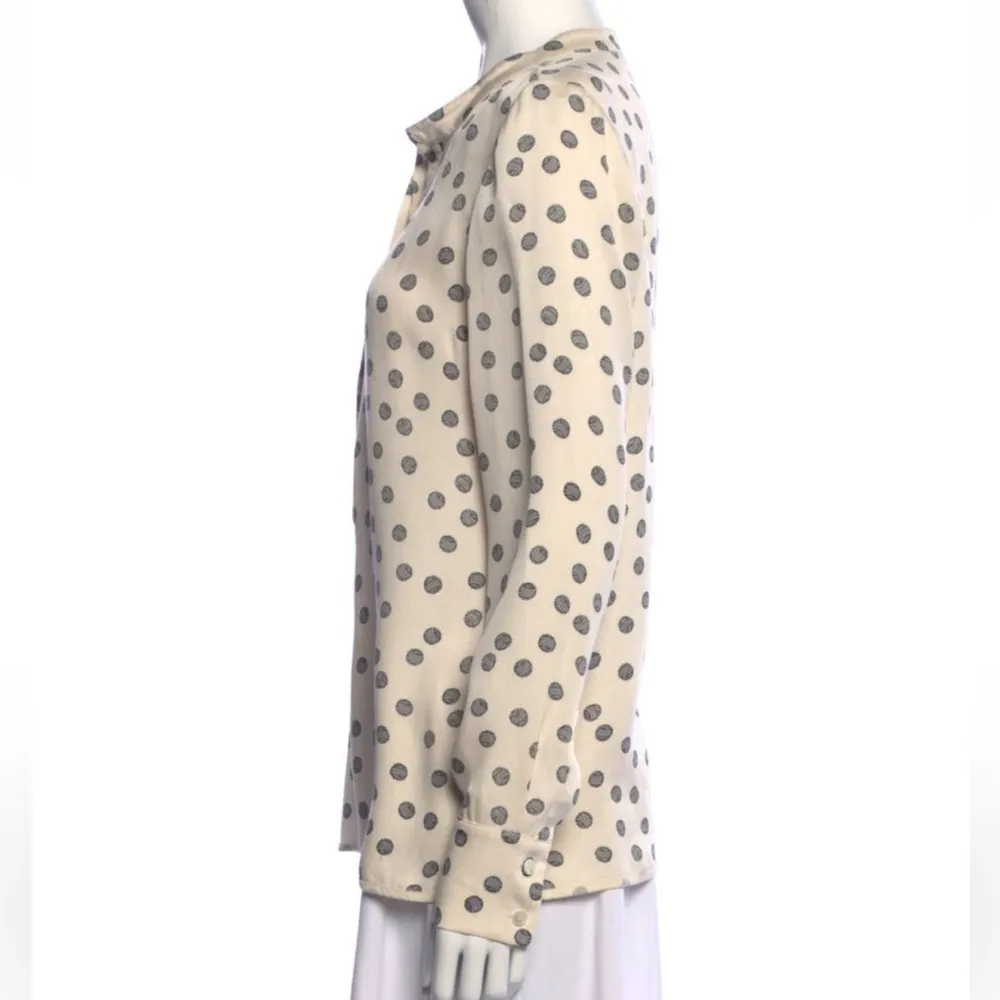 Derek Lam  10 CROSBY LONG SLEEVE BUTTON CUFF HALF BUTTON CREAM PRINT PULLOVER TOP - Image 3