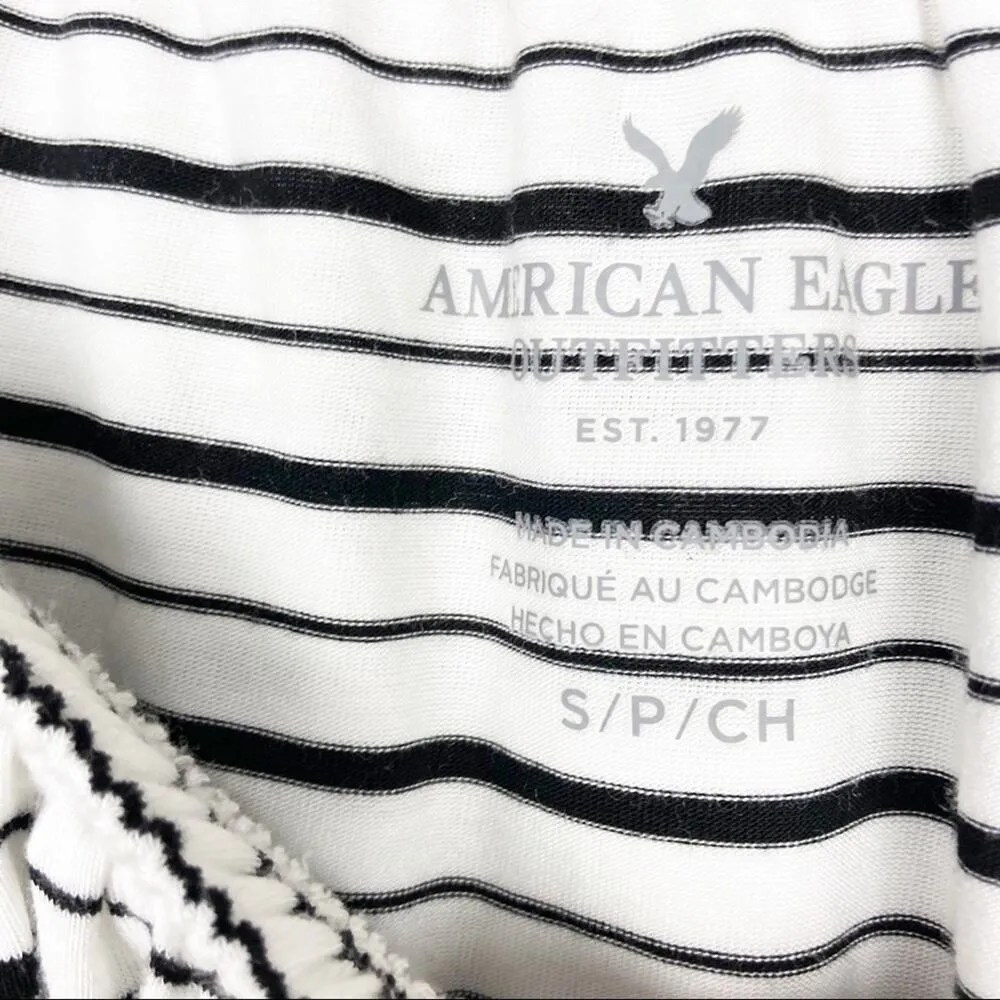 American Eagle White Striped Off The Shoulder Flounce Top Sz S - Image 4