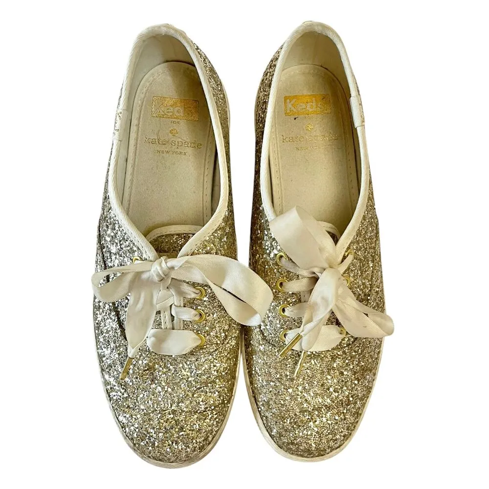x Keds Champion Gold Glitter Womens Sneakers Trainers Shoes Size 6 - Image 4