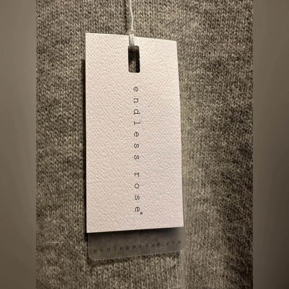 Endless Rose Gray Crew Neck Sweater with Cut Out Sleeves NWT - Image 4