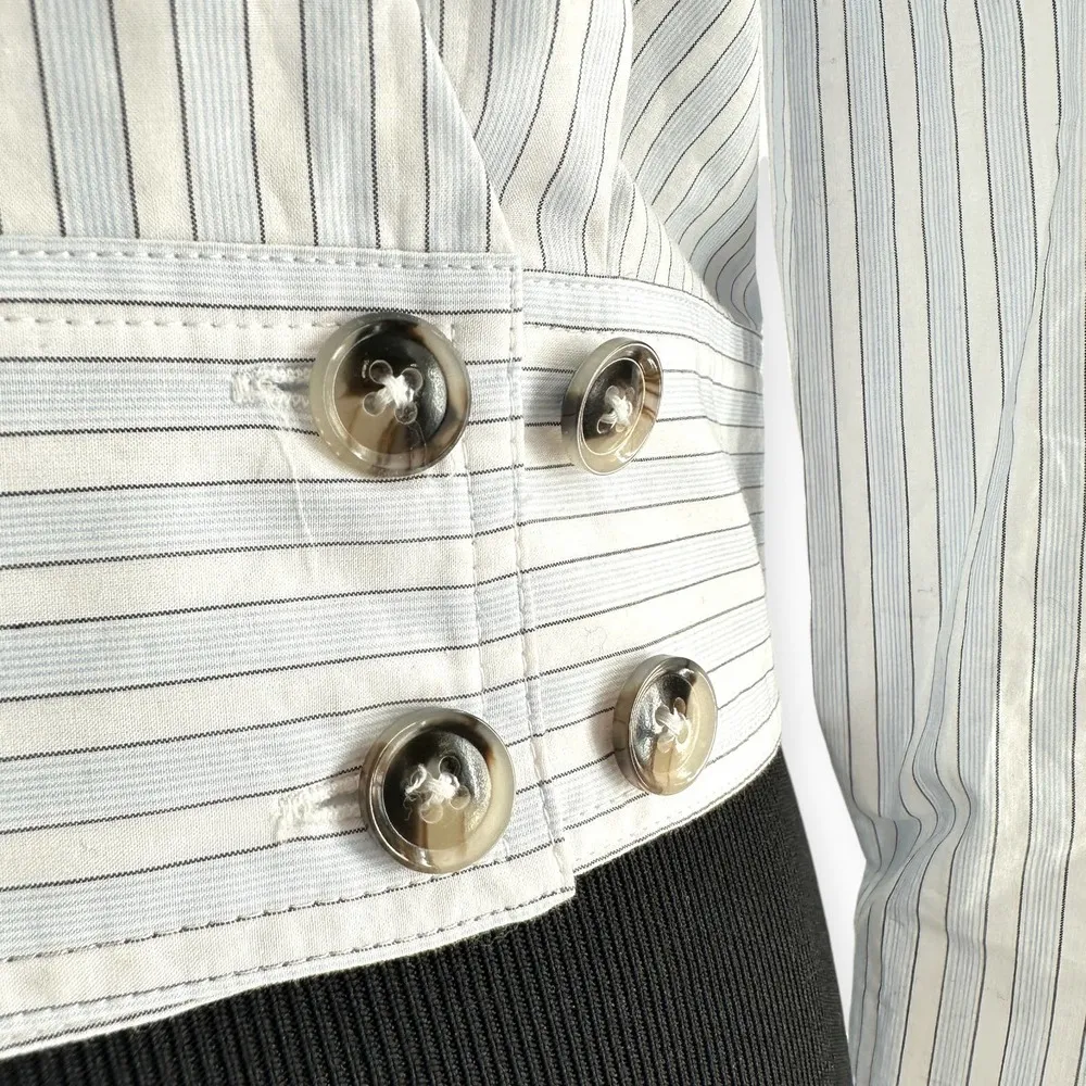 BLDWN Baldwin | Medium | Isla Wrap Top Skylight Optic White Stripe Blouse Shirt - Image 7