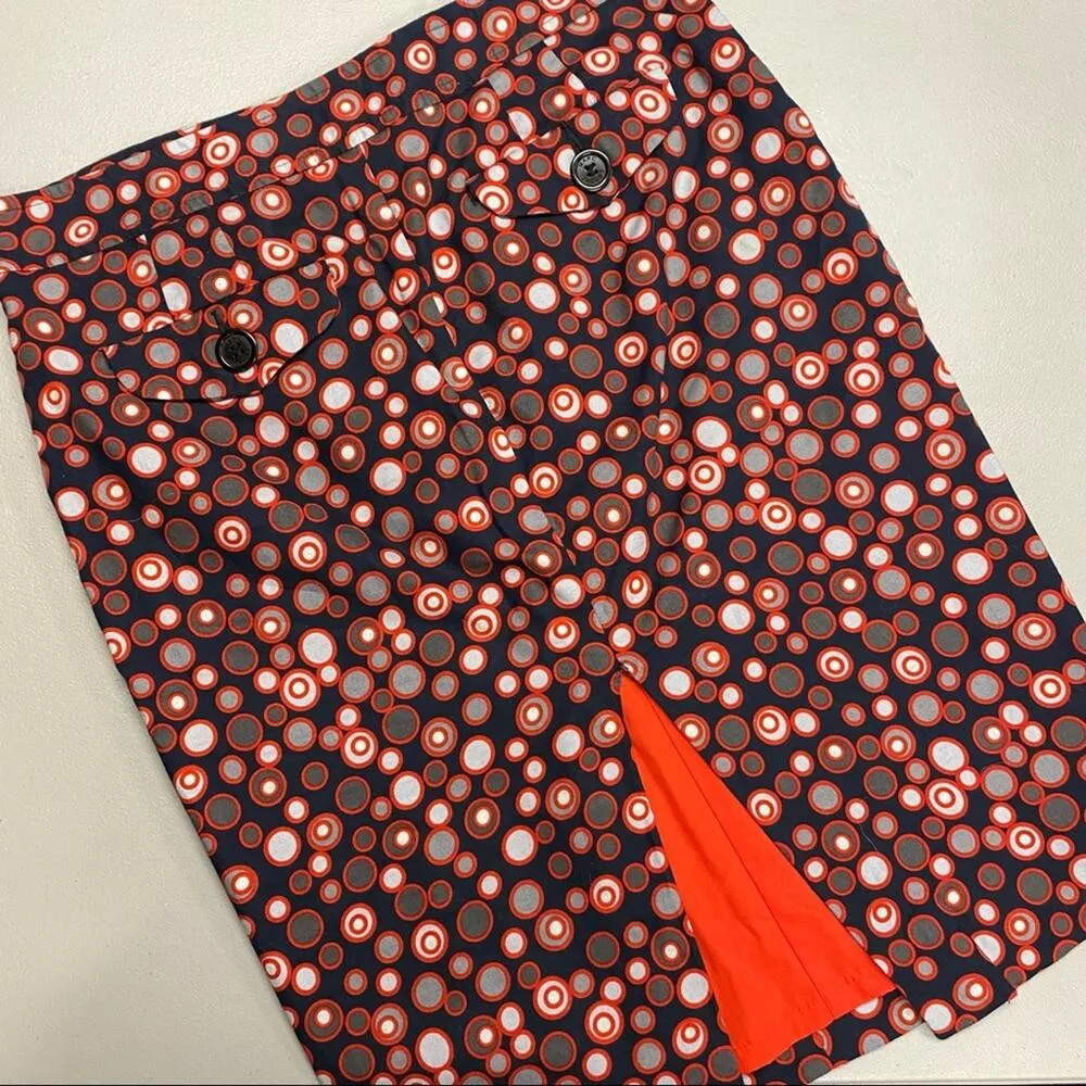 Marc Jacobs Pencil Skirt Black Red Gray Circle Pockets Back Slit Button Zip Sz 6 - Image 5