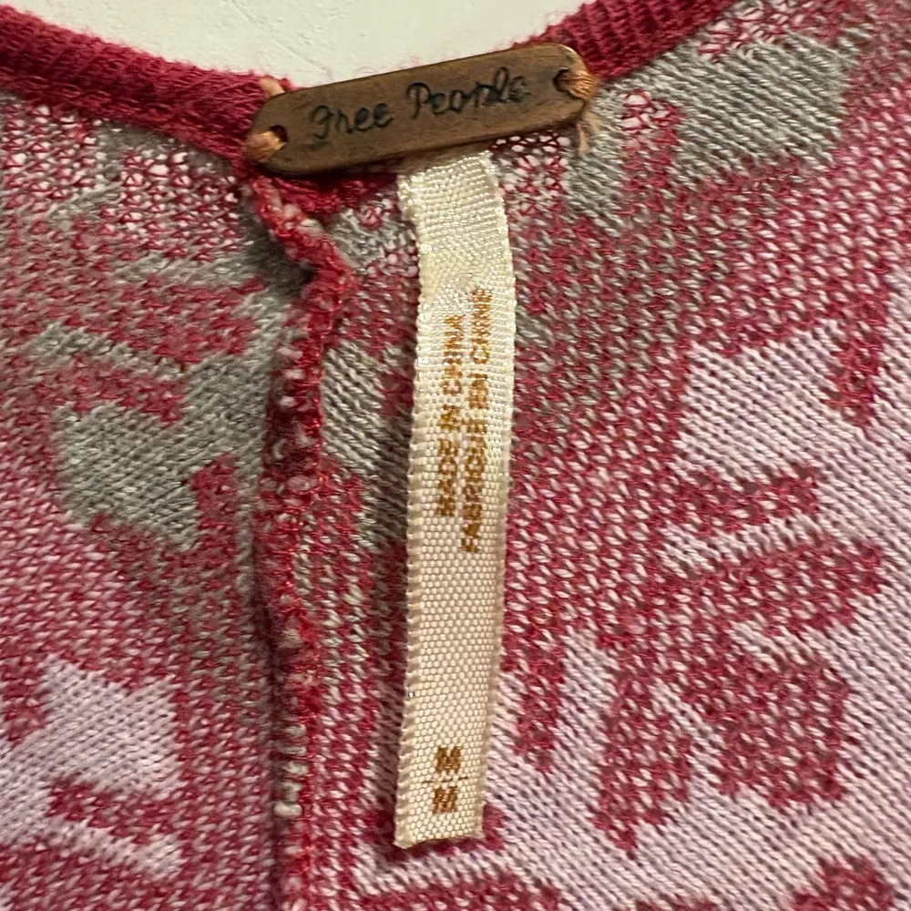 Free People babydoll knit cotton mini dress M berry pink - Image 3