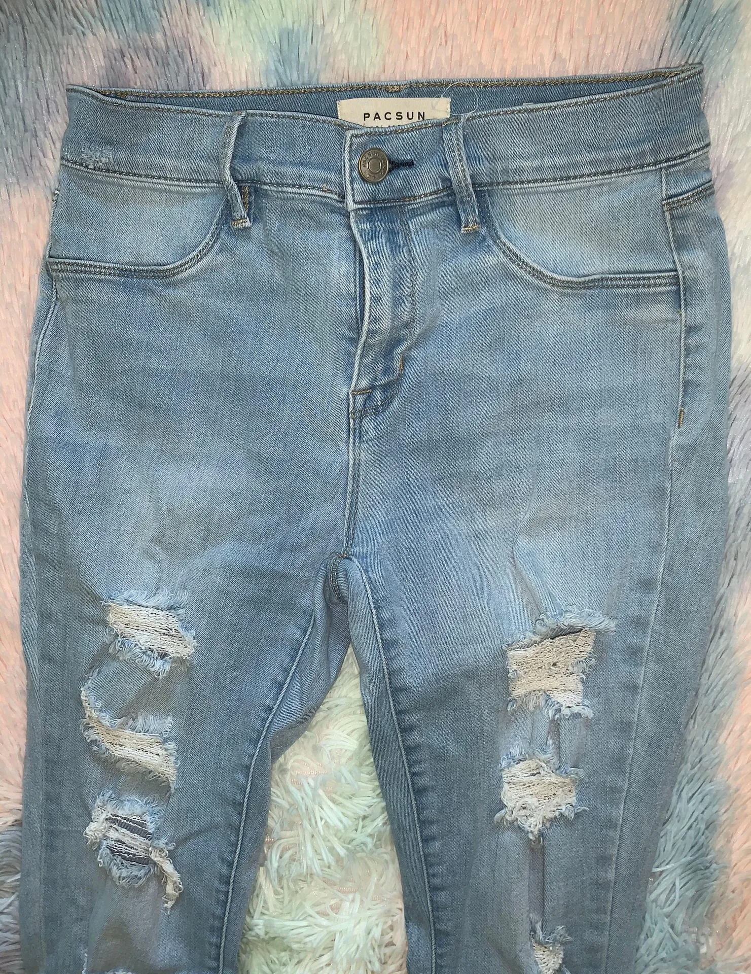 Light Wash Distressed Jeggings - Image 2