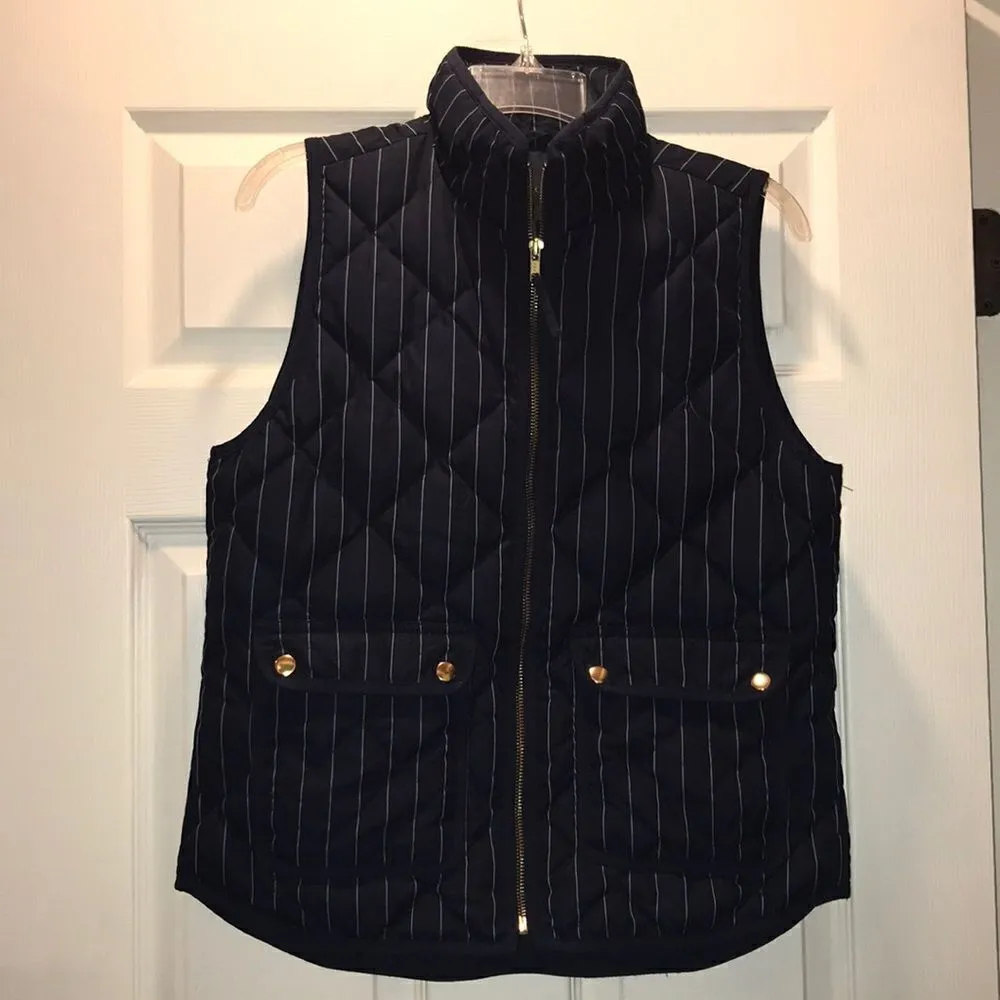J Crew Navy & White Pinstripe Excursion Vest - Image 2