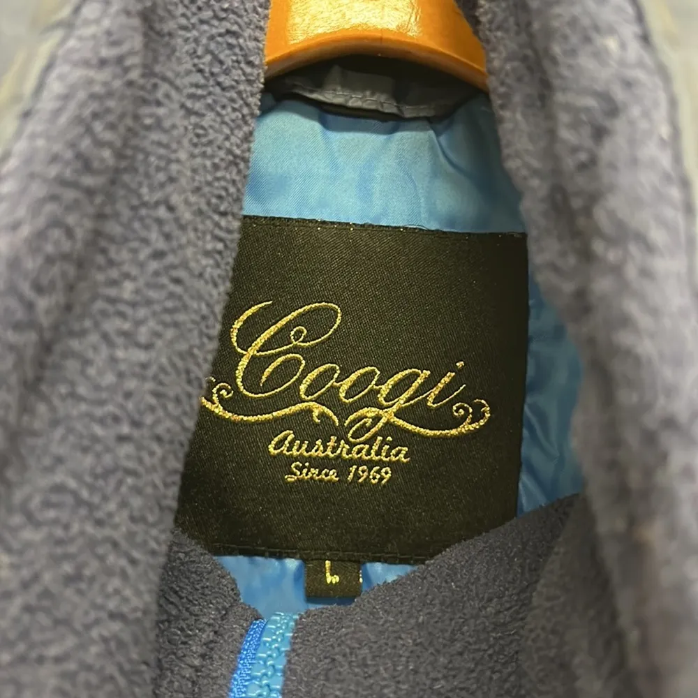 COOGI Navy Blue Hooded Vest L Rainbow Stitching - Image 4