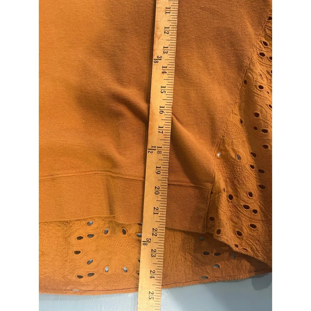 Pilcro Anthropologie Yellow Golden Blouse with Cut-outs Lace Size Medium M - Image 2