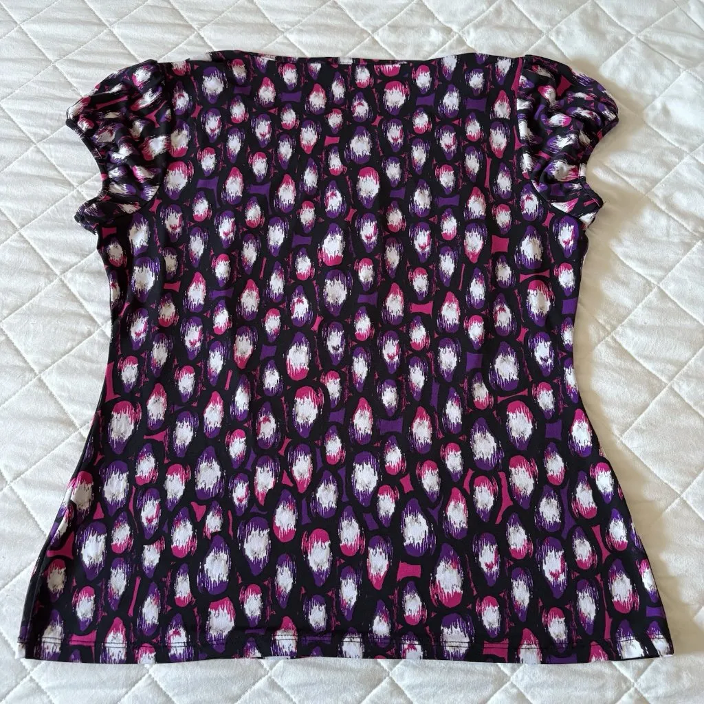 Womens Size Medium Purple Short Sleeve Blouse Peasant Officecore Corporate Goth - Image 7