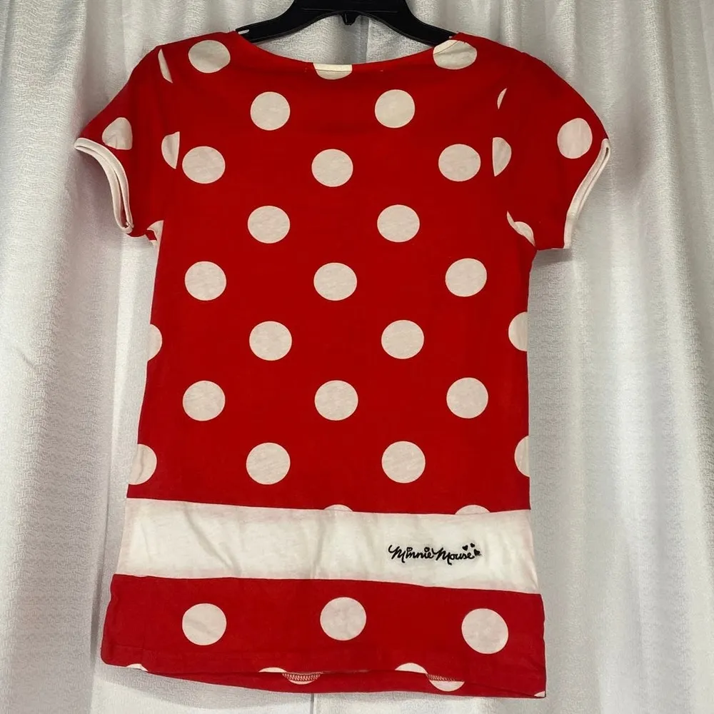 Disney Parks Authentic original Minnie Mouse Shirt puffy bow women sz XS - Image 3