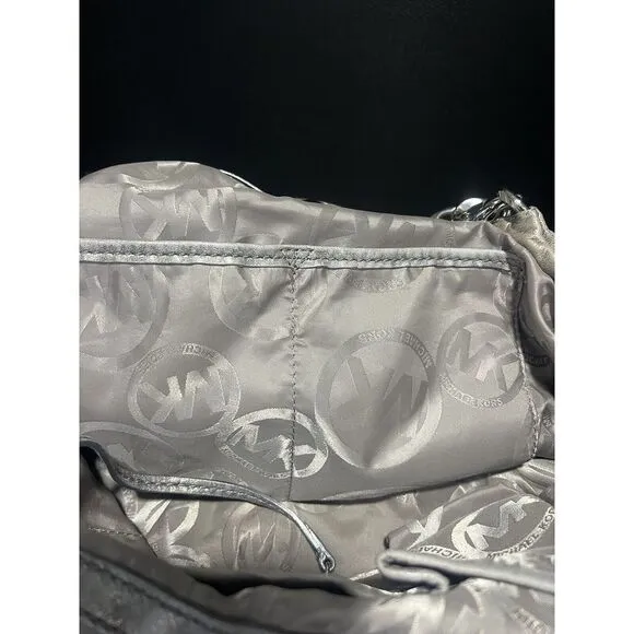 Michael Kors‎ Silver Gray Leather Shoulder Handbag With Dust Bag - Image 10