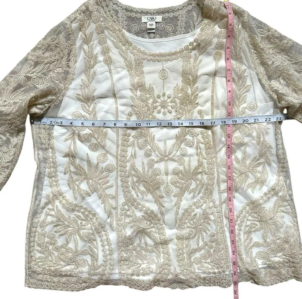Cato Boho Lace tunic Top Size 18/20 Cream - Image 3