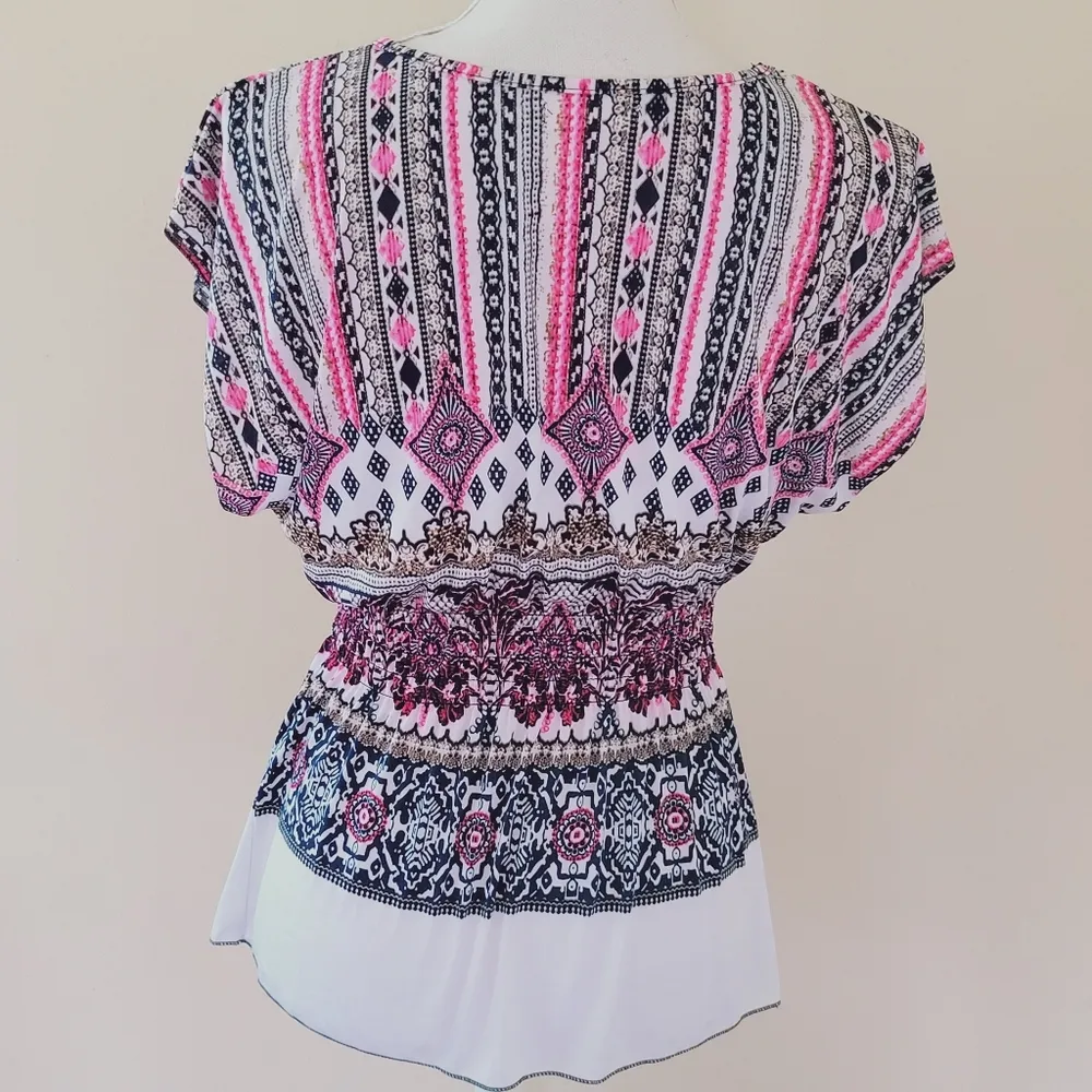 Ace fashion printed peplum blouse size medium - Image 4