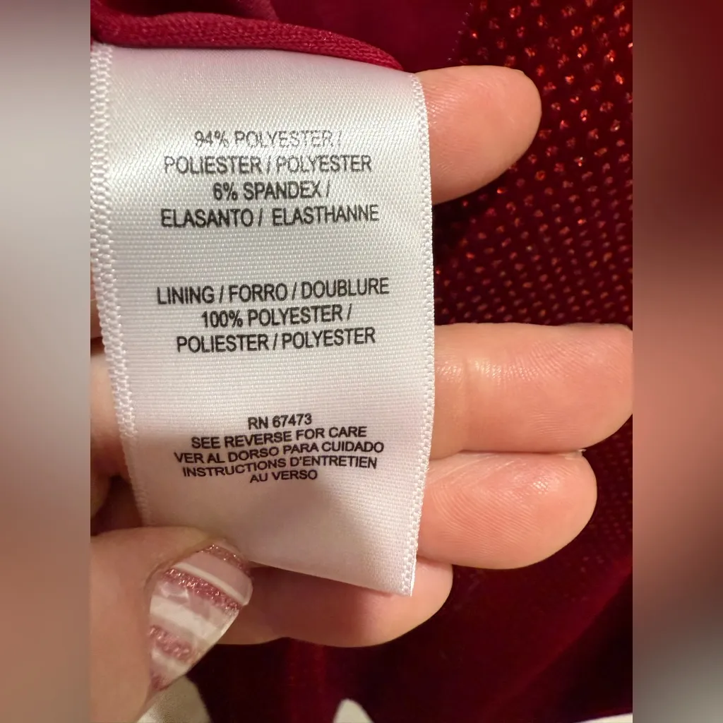 Sparkly Crimson Red Juniors Dress 1/2 – Velvet Feel, Adjustable Straps, EUC Size XS - Image 7