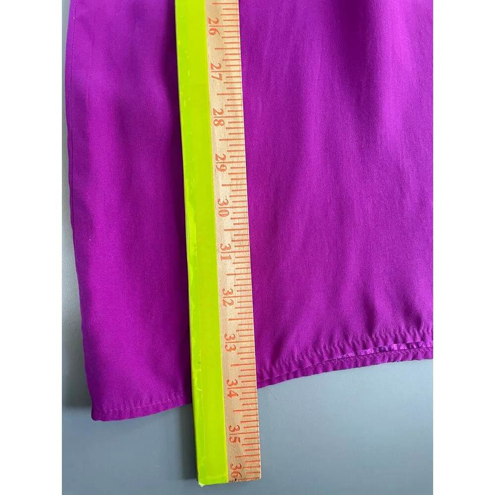 Amanda Uprichard Fuchsia Pink Purple Ruffle Neckline Silk Dress Size P - Image 10