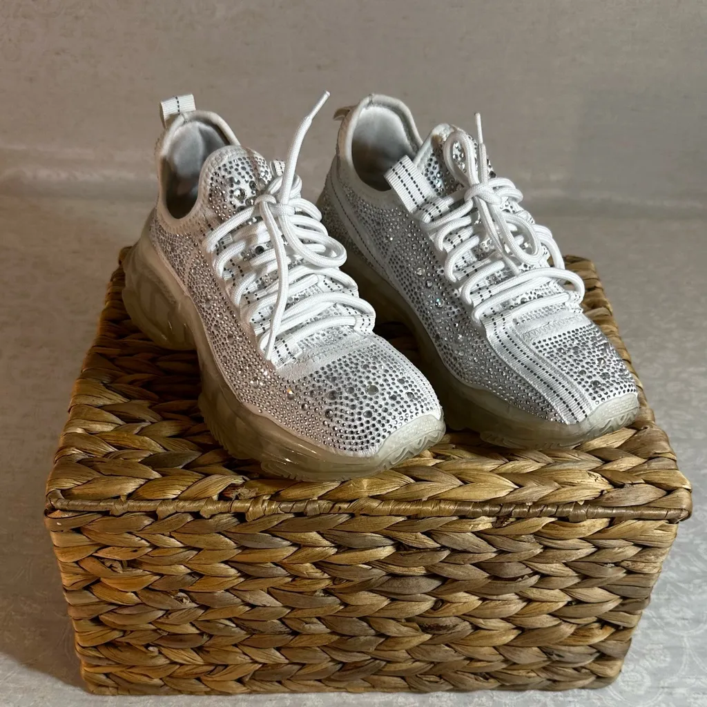 Steve Madden Maxima White Rhinestone Chunky Sneakers Size 5M - Image 5