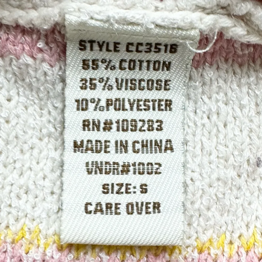 Vintage Havana Baja Hoodie Womens 90s Rainbow Grunge Woven Knit Striped Pullover Pink - Image 6