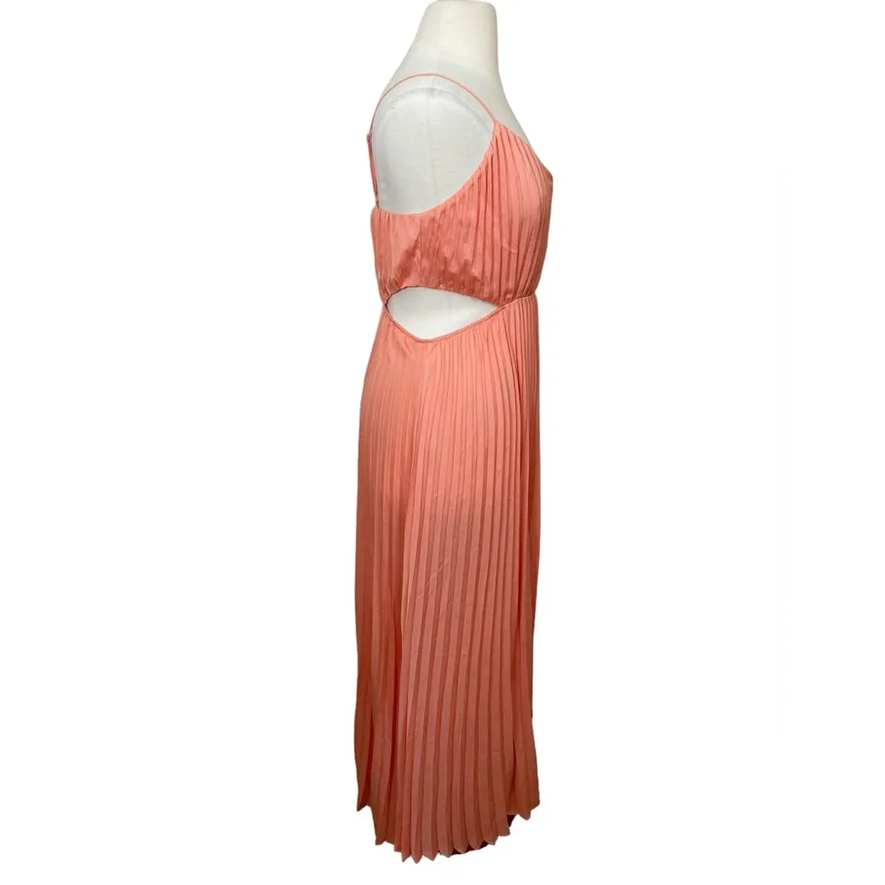 Coral Pleated Cutout Maxi Dress - Image 5
