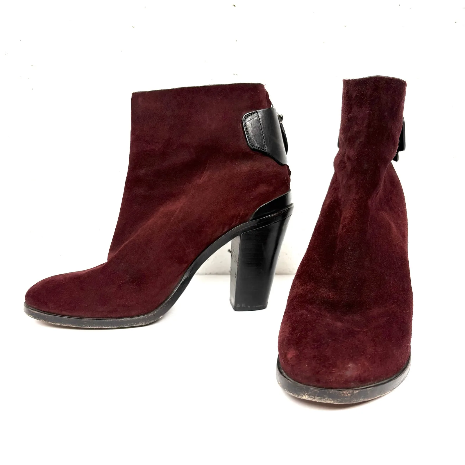 Rag & Bone Kerr Nubuck Ankle Boots Bordeaux Chunky Stacked Heel Taylor Swift 41 - Image 6