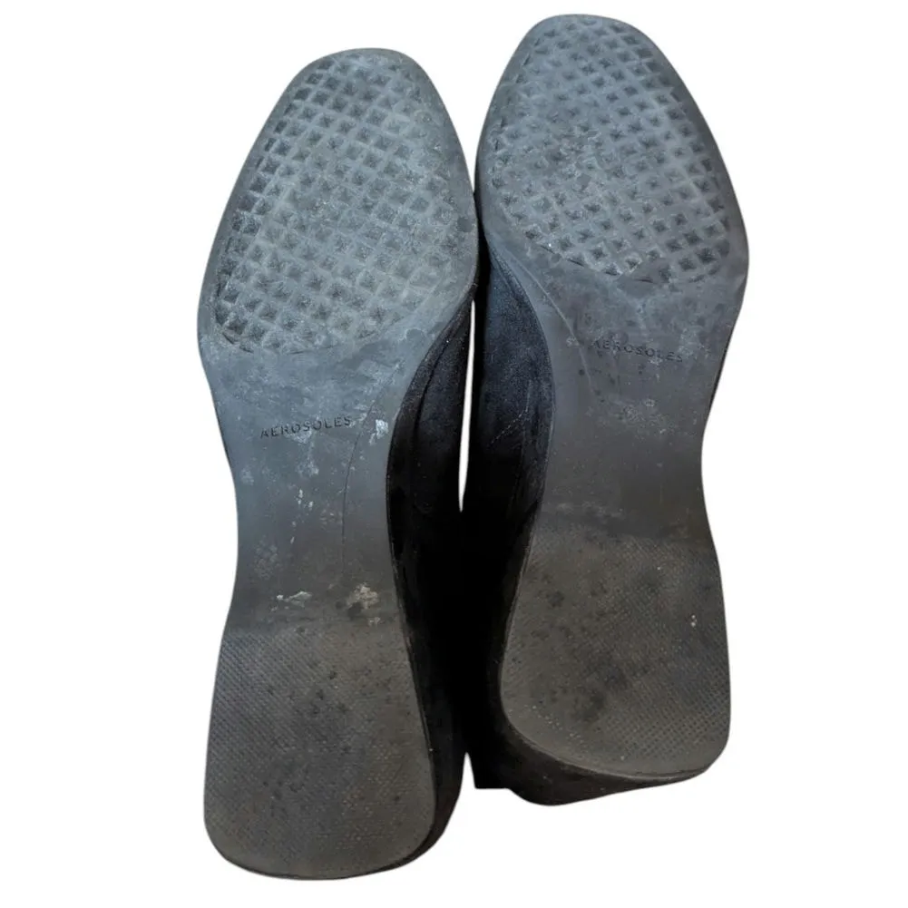 Aerosoles Faux Suede Wedge Ankle Boots Anouk Black Size 9 - Image 4