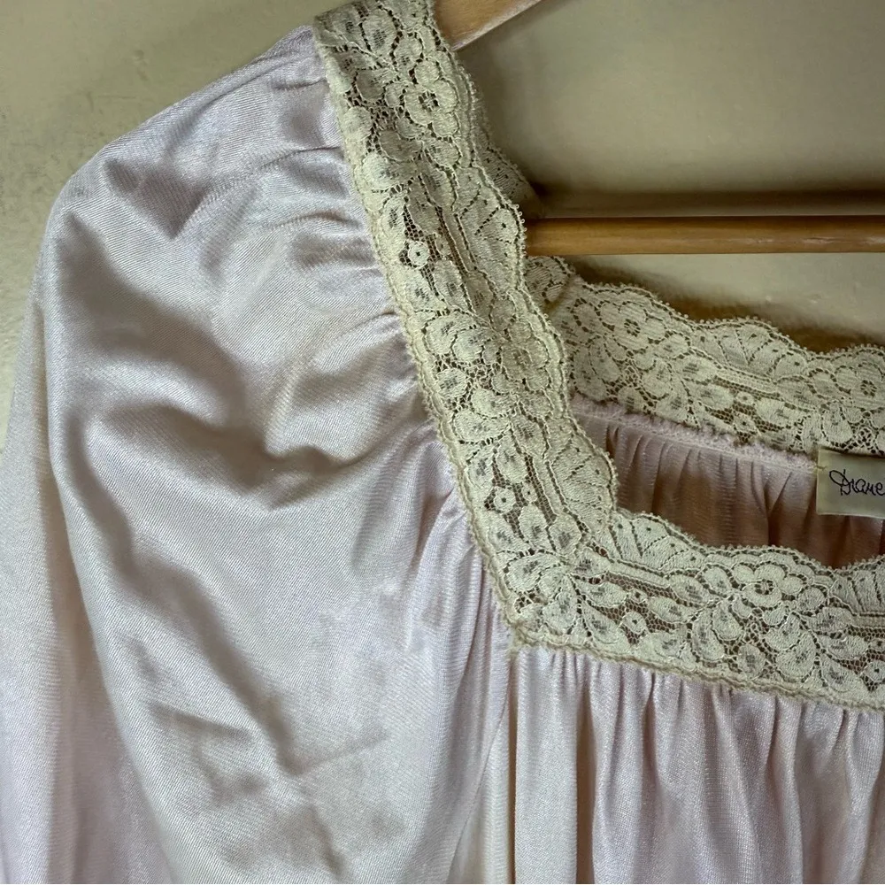 VTG Diane Von‎ Furstenberg Vintage Nightgown Dressing Gown Medium Pink Lace - Image 5