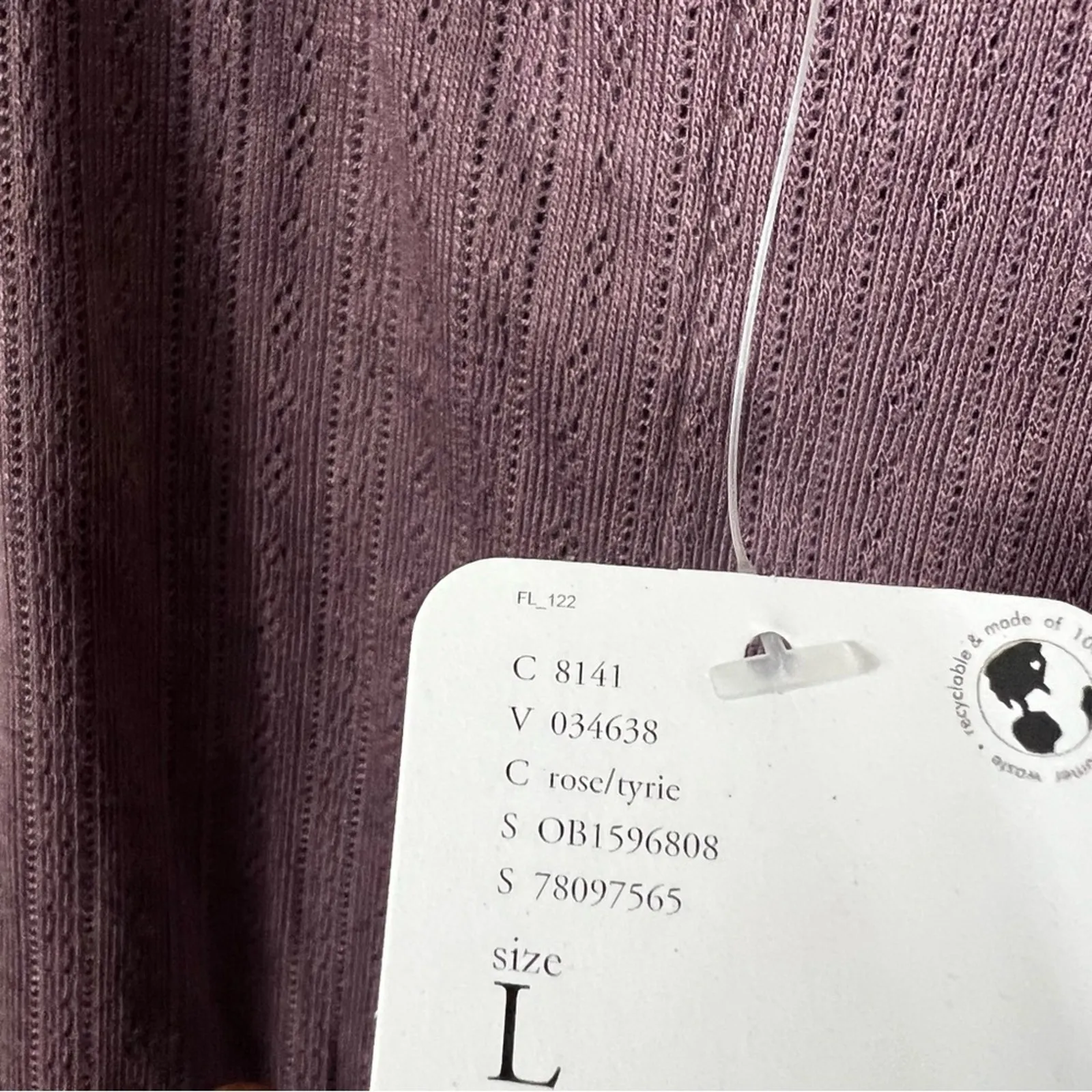 NWT Free People Sleepwear Bodysuit Womens L Purple Ribbed Lace Ruffle Coquette - Image 5