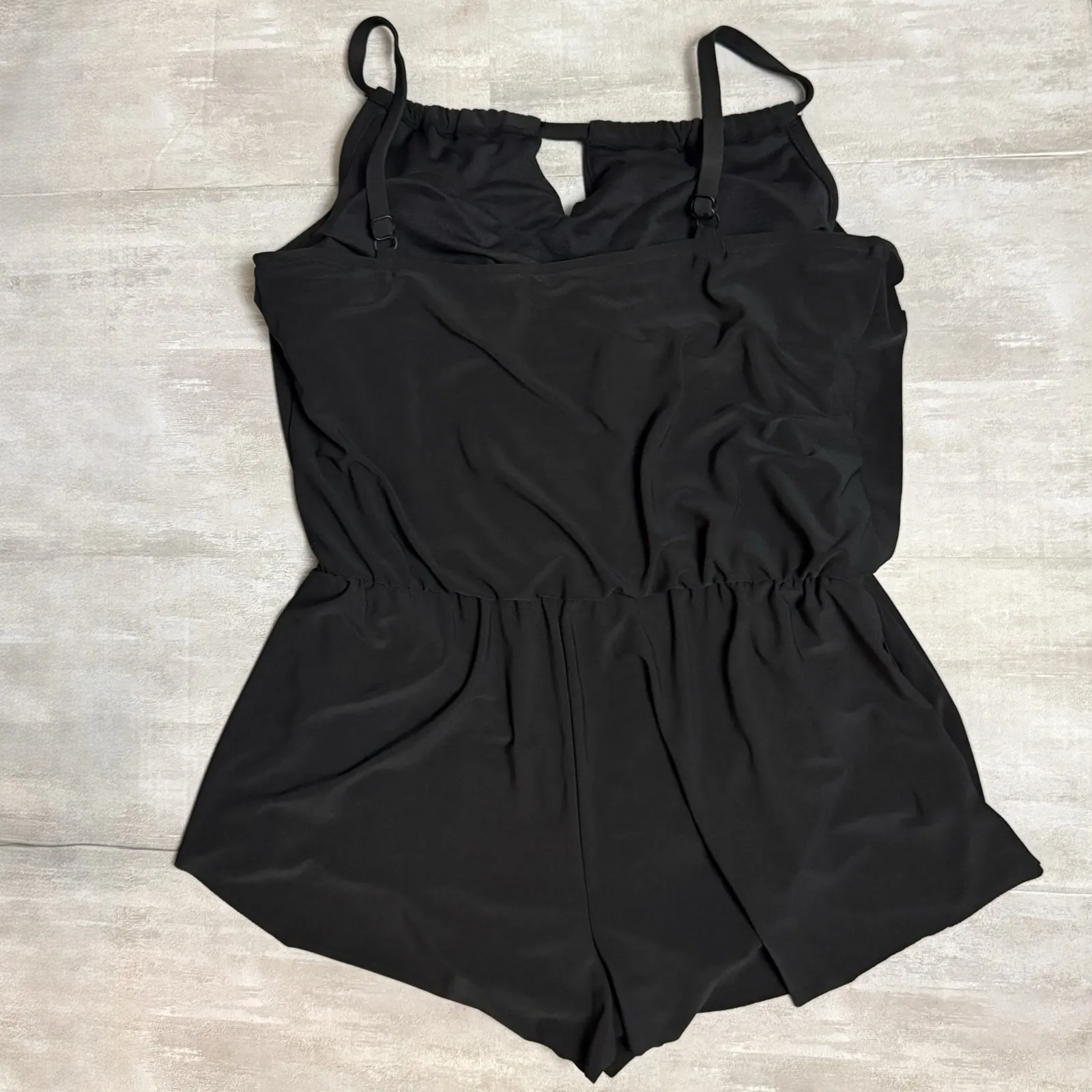 Aqua Green Women's High Neck Swim Romper‎ w/ Pockets Swimsuit Black, Size Large - Image 2