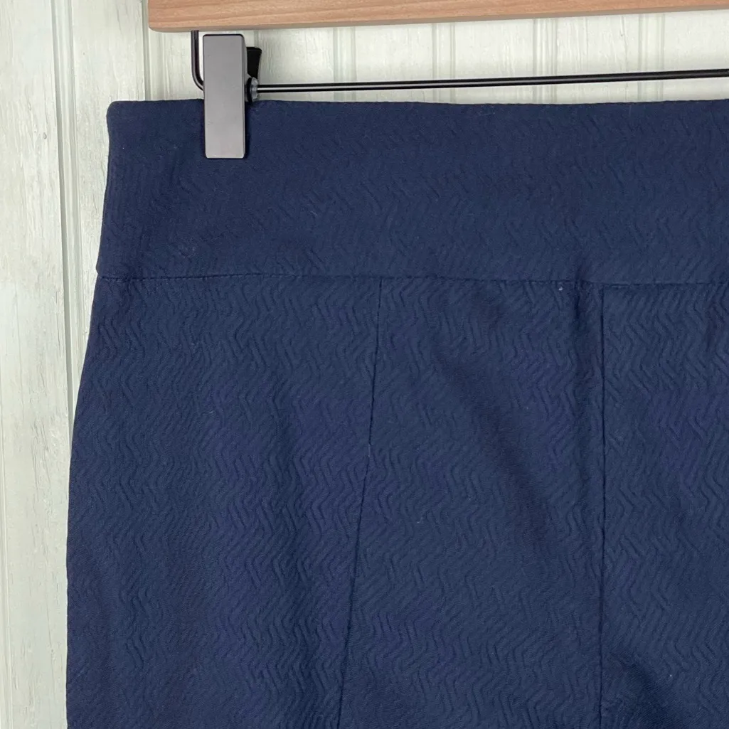 Cato Navy Blue Textured Pull On Pants Slim Leg Women's Size 10 Business Casual - Image 8